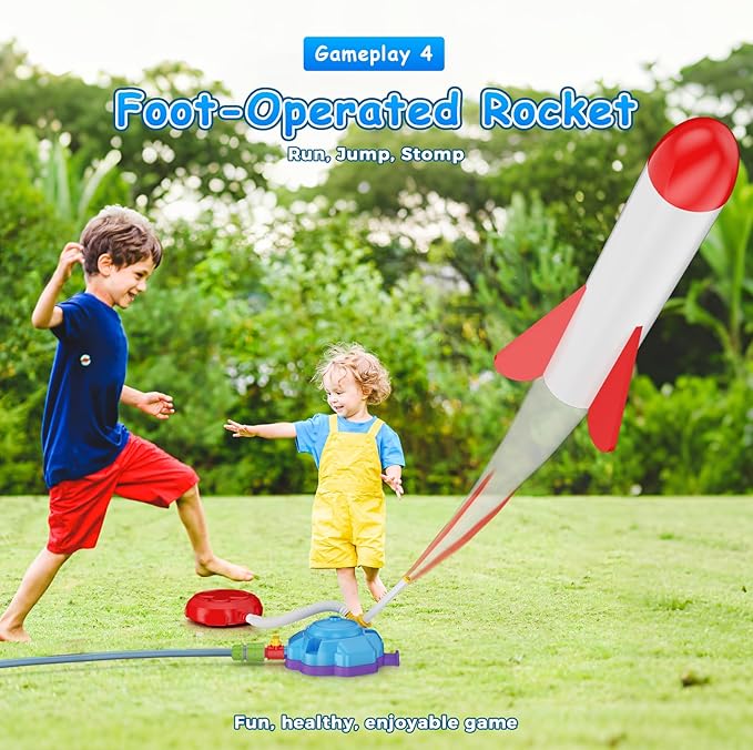 4-in-1 Sprinkler Toys for Kids, Water Outdoor Baseball Rocket Launcher Toy with Water Sprinkler Baseball Toy, Kids Outdoor Sprinkler for Summer Backyard Lawn Pool Party for Ages 3-8 (Blue)