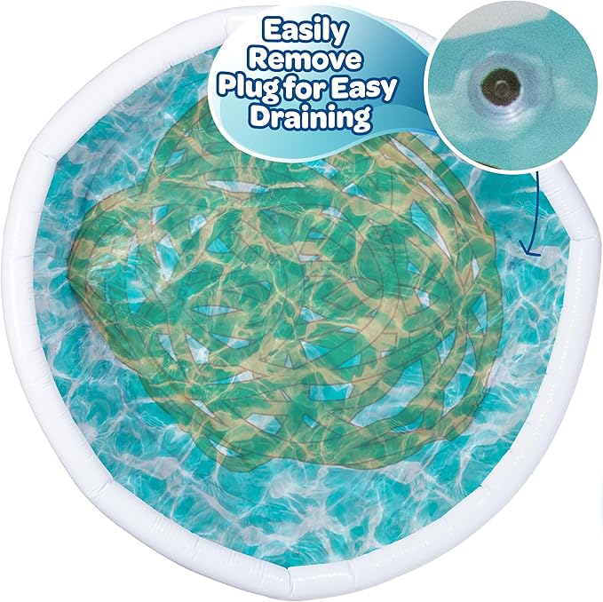 Large Inflatable Kiddie Pool- Cute Ramen Kawaii Theme, Children's Swimming Pool w Play Pillow Floats & Accessories- 67"x26" Family Size for Baby Kids Adults, Outdoor Beach or Backyard Summer Water Fun