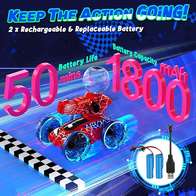 4-in-1 Waterproof Remote Control Car, Amphibious RC Cars & RC Boat for Kids, Water & Land RC Stunt Car, Pool & Beach Toy for Summer Outdoor Play 3 4 5 6 7 8 9 Years Old Boy