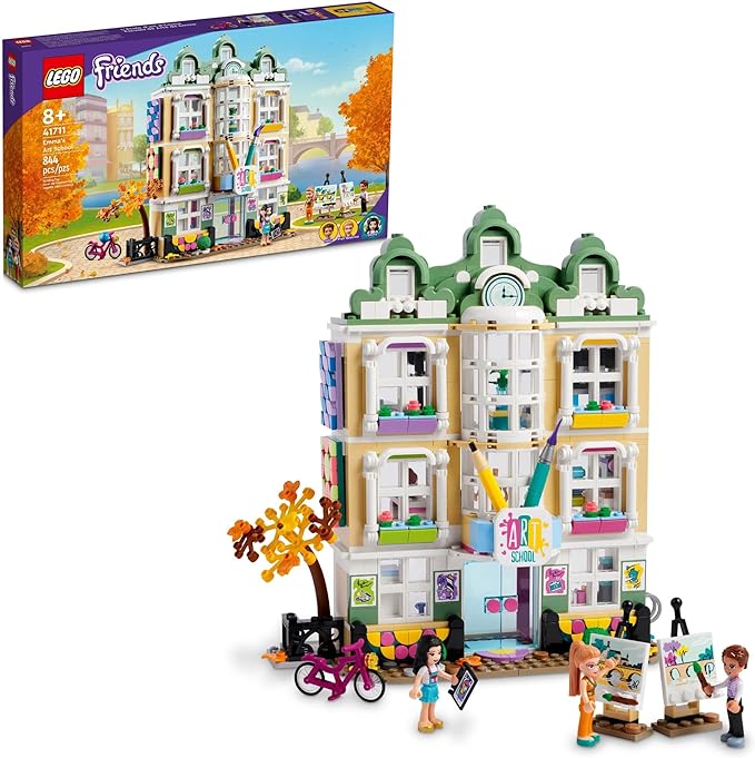 LEGO Friends Emma's Art School House Set 41711, Creative Arts & Crafts Toy with 3 Mini-Dolls, Accessories and DOTS Decor, Birthday Gift Idea for Kids 8-12 Years Old
