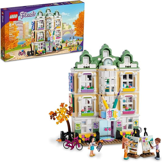 LEGO Friends Emma's Art School House Set 41711, Creative Arts & Crafts Toy with 3 Mini-Dolls, Accessories and DOTS Decor, Birthday Gift Idea for Kids 8-12 Years Old