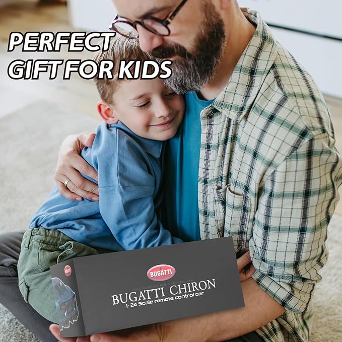 MIEBELY Remote Control Car - 1/24 Scale Fast Rc Race Car, Bugatti Chiron 3.7V 500 mAh Car Toys with Headlight, Racing Hobby Car Model Birthday Ideal Gifts for Adults Kids Boys Age 6 7 8 9 10 Year Old