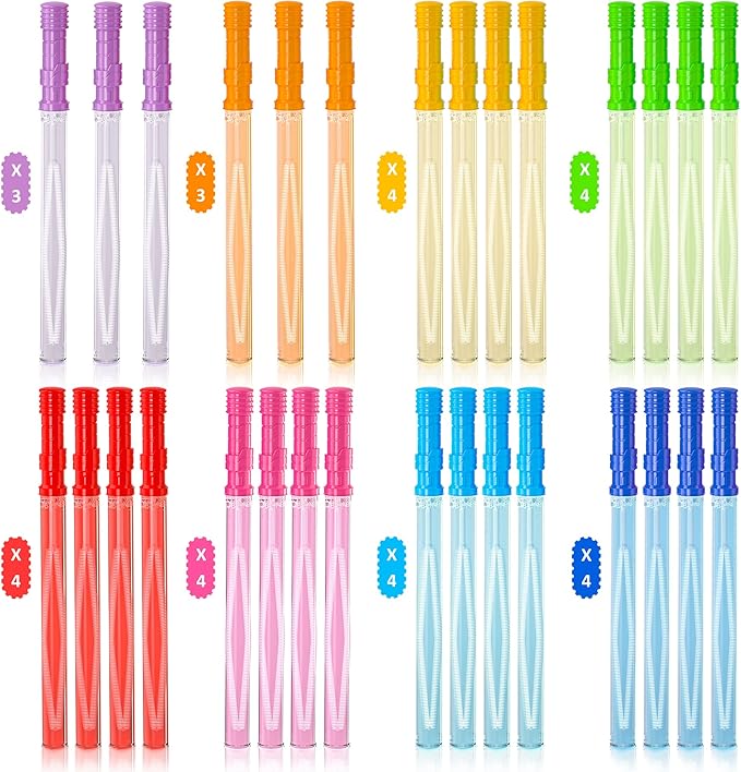 30 Pack 14’’ Big Bubble Wands, 8 Colors 1 hole wands x30 for Summer Toy, Outdoor/Indoor Activity, Easter, Birthday, Graduation, Bubbles Party Favors for Kids