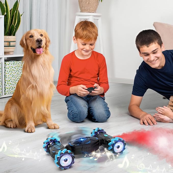 Gesture Sensing RC Stunt Car, Toys for Boys 6-8, Gifts for Boys 6 7 8 9 10 11 12, Birthday Gifts for Boys, Remote Control Car for Boys 8-12, 360° Rotate 4WD Off-Road with Lights Music Spray