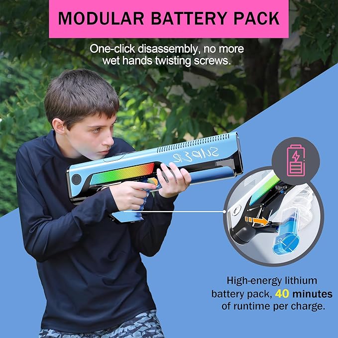 Electric Water Guns for Kids Age8-12, Squirt Guns Up to 32 FT Long Range, Automatic Water Absorption, Water Blaster Toy with Modular Battery, Summer Beach Pool Backyard Party Outdoor Toys