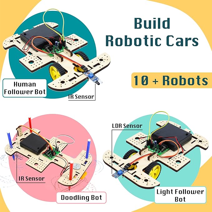 Butterfly Edufields 10in1 STEM Robotics Kit for Kids 8-14, Electronics and Engineering Circuit Board, Science Kit for Ages 12-14