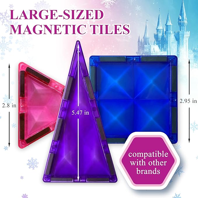 111 pcs Magnetic Tiles - 3D Diamond Building Blocks, STEM Educational Toys for Kids, Perfect for Pretend Play, Birthday Gifts for 3-8 Year Old Girls and Boys, Free Bag Included