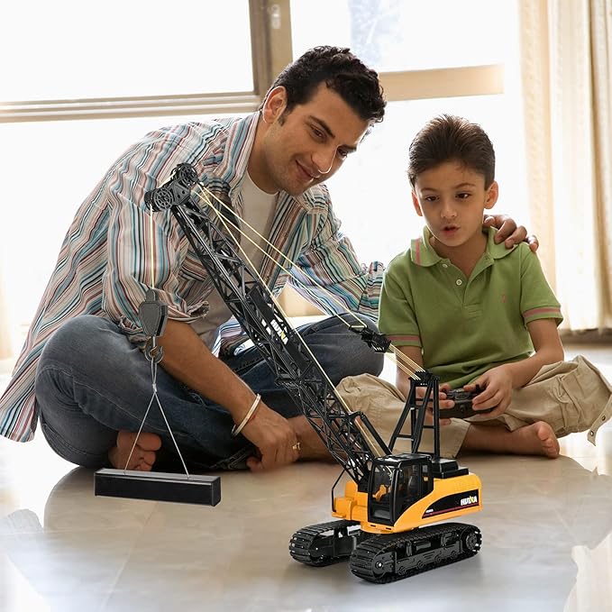 15 Channel Remote Control Crane Toy,Proffesional Series,1:14 Scale-Rechargeable Battery RC Construction Toy Crane-Heavy Duty Metal Hook, with Lights Sounds for Boys & Girls 8-12