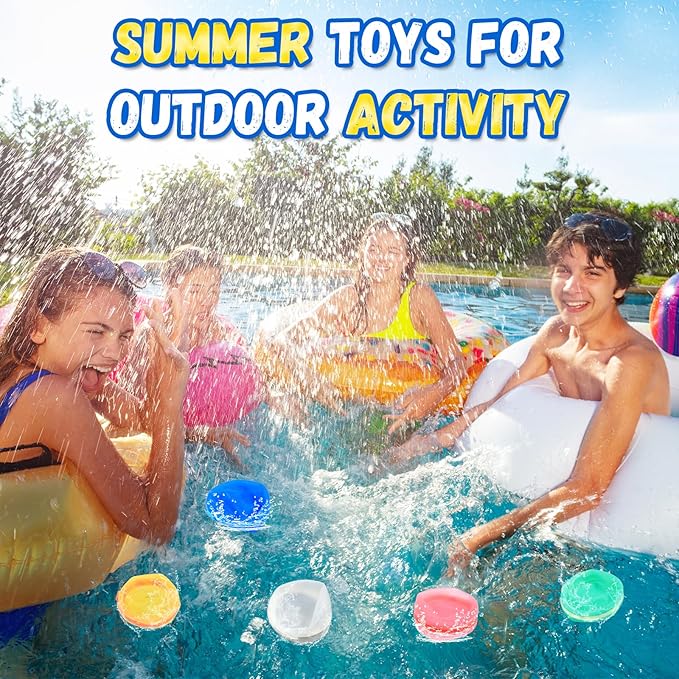 12 PCS Water Balloons,Magnetic Silicone Water Balls Quick Fill with Mesh Bag,Summer Outdoor Pool Beach Party Supplies Toys Water Balloon for Kids Adults (12pcs)