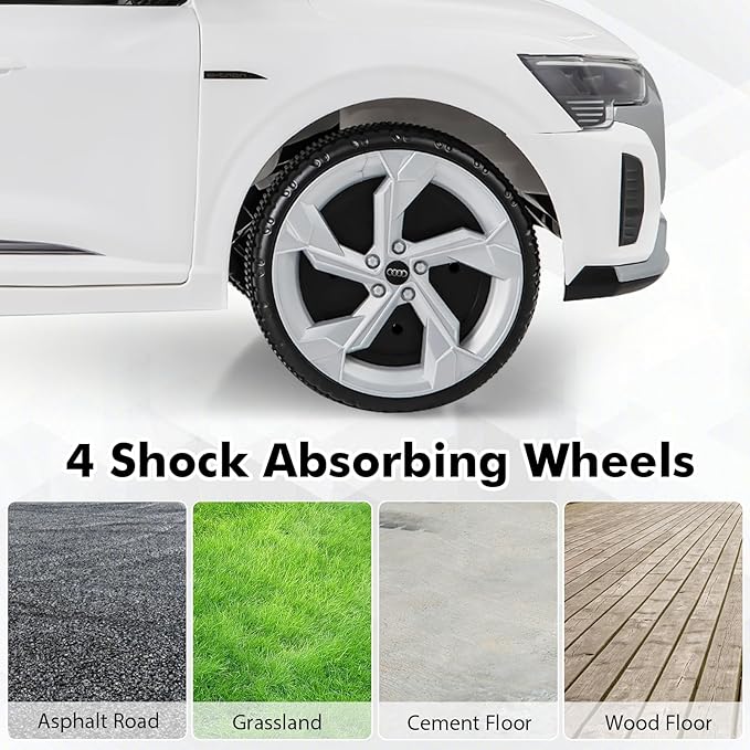 Licensed Audi SQ8 Ride on Car by INFANS, Battery Powered Electric Vehicle for with Remote Control, Adjustable Music, LED Lights, Suspension, Driving Toy Gift for Kids Toddler Age 3+ (White)