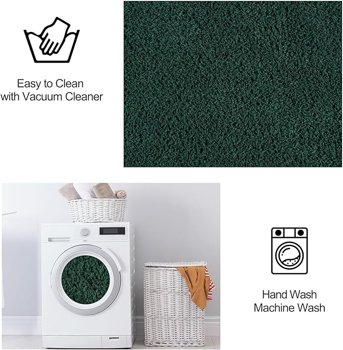 FlyDOIT Area Rugs for Bedroom Living Room, 7x10 Dark Green Super Soft Comfy Thickened Memory-Foam Indoor Carpets, Modern Aesthetic Minimalist Carpet for Boys Girls Adults Apartment Nursery Home Décor