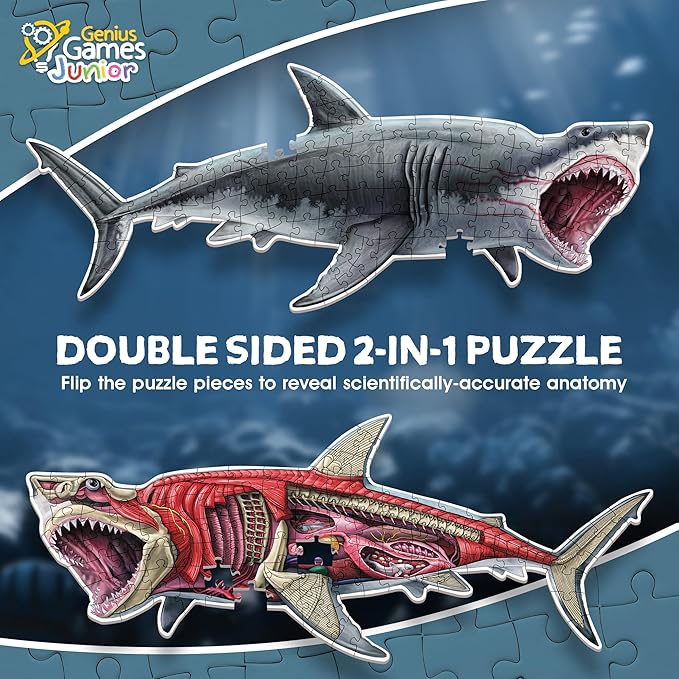 Shark Animal Anatomy Floor Puzzle | 100-Piece Double Sided Jigsaw Puzzle | Large Floor Puzzles for Kids Ages 4-8, 3-5, 8-10 | Fun and Educational Toy for Kids, Toddlers and Families