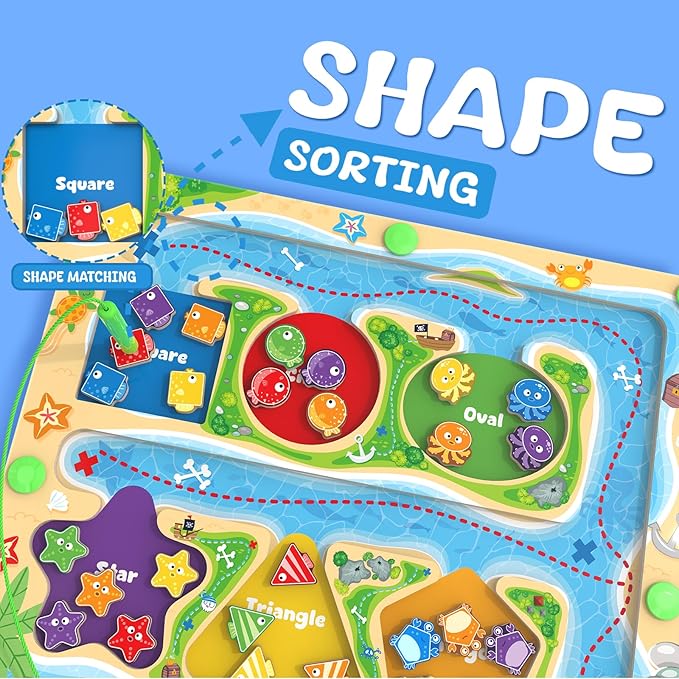 Magnetic Color & Shape Maze - Montessori Toys for 3 4 5 Year Old, Color and Shape Sorting Toys, Montessori Toys for Kids Boys Girls Gifts Ages 3+,Preschool Learning Activities