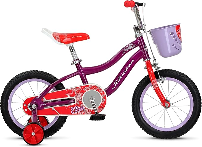 Schwinn Koen BMX Style Toddler and Kids Bike, For Girls and Boys, 14-Inch Wheels, With Saddle Handle, Training Wheels, Chain Guard, and Front Basket, Recommended Height 36-40 Inch, Purple