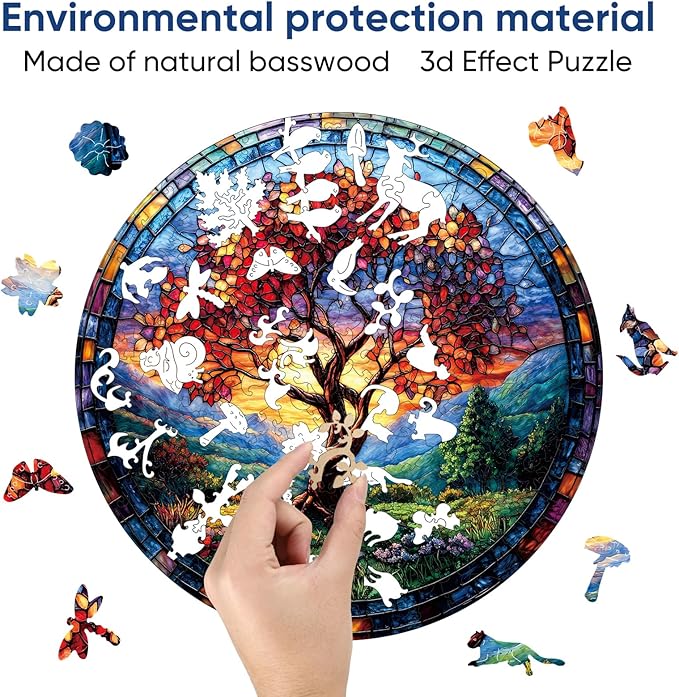 Wooden Puzzles for Adults, Tree of Life Redwood Tree Jigsaw Puzzles 200pcs,11.2x112in, Medium, Unique Shape Adult Puzzles,Irregular Wood Creative for Adults and Kids Family Game