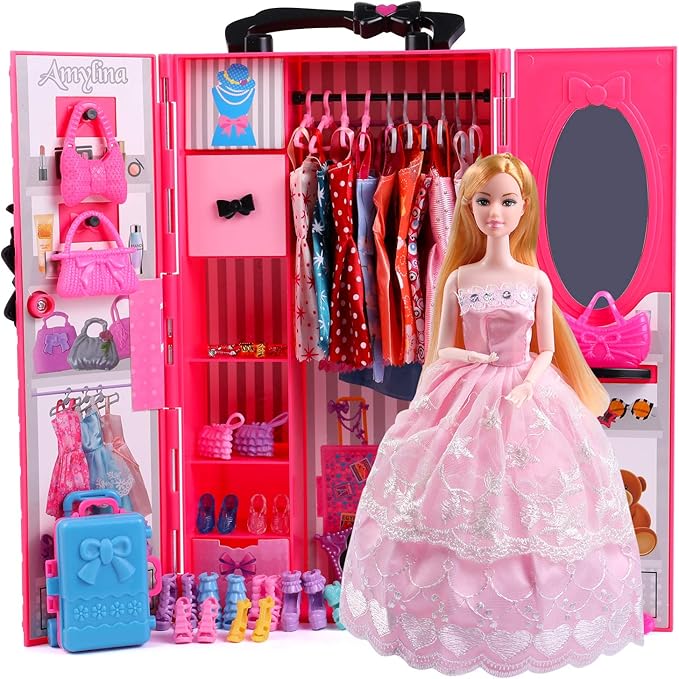 UCanaan Girl Doll and Closet Set with Doll Clothes and Accessories Items Including Fashion Dolls, Dressand Many Other Accessories (Refer Picture Shows),Best Gitfs for Girls Christmas Birthday