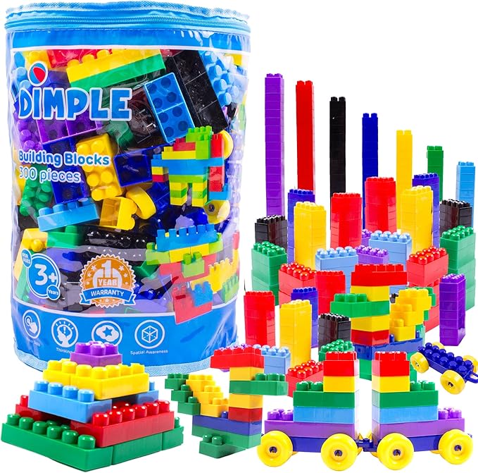 Dimple Building Blocks for Toddler (300 Pcs) Stacking Toys & Puzzle Games for Learning and STEM Fun Montessori Toys, Educational Baby Blocks Age 3+ Toddler Boy & Girl Birthday for Kids