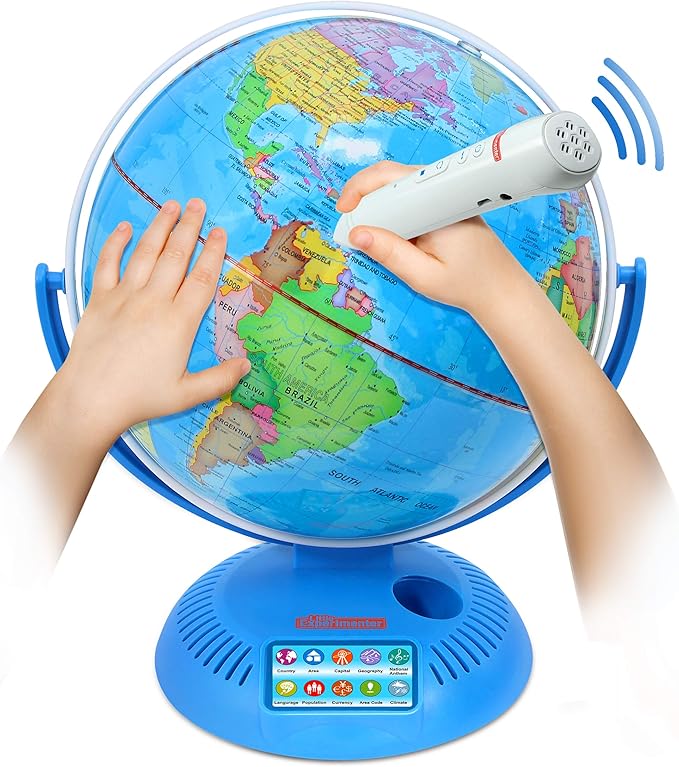 Interactive Globe for Kids with Wireless Smart Pen, 9โ Globes with Stand, Learning & Education STEM Toys, Talking World Map Gift for Children, Birthday Gifts for Boys & Girls Ages 7 8-12 Years Old