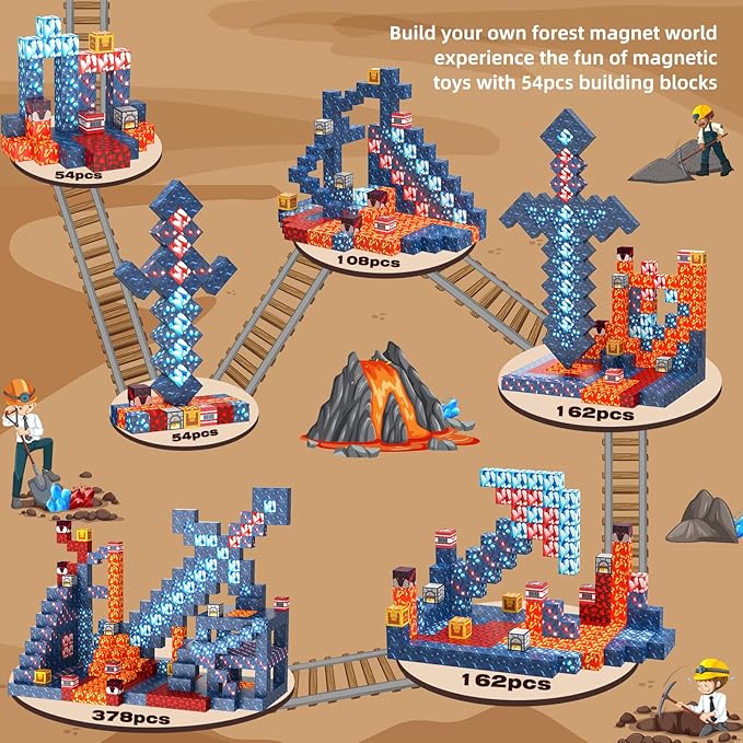 Magnetic Blocks 100 Pcs Building Toys Gifts Construction Toys for 3 4 5 6 7 8 Year Old Boys & Girls, STEM Montessori Sensory Creative Kids Toys