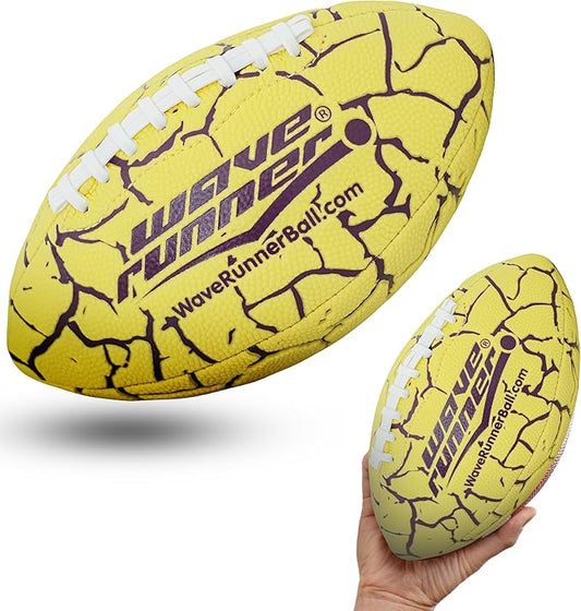 Wave Runner Grip It Waterproof Junior Size Football, 9.25 Size, Durable & Double Laced, Perfect for Beach Accessories, Kids Games, Pool Toys, Outdoor Games, All-Weather Indoor & Outdoor Play