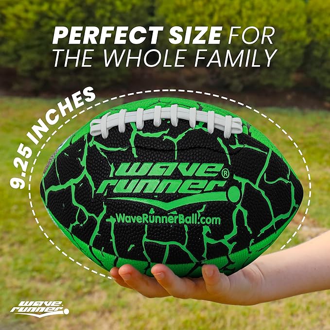 Wave Runner Grip It Waterproof Junior Size Football, 9.25 Size, Durable & Double Laced, Perfect for Beach Accessories, Kids Games, Pool Toys, Outdoor Games, All-Weather Indoor & Outdoor Play