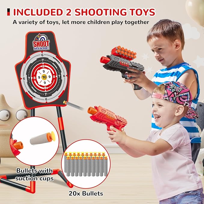 GMAOPHY Bow and Arrow for 5 6 7 8 9 10 11+ Year Old Boys, Birthday Gift for Kids, Indoor Outdoor Activity Toys, 2 Pack LED Light Up Archery Toy with 20 Suction Cup Arrows, Standing Target, 2 Quiver