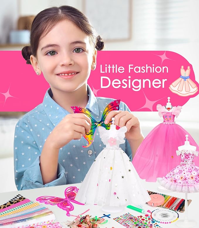 YEETIN 800+ PCS Fashion Designer Kit for Girls – DIY Sewing & Arts Craft Kit with 5 Mannequins, Doll Clothes Making Set, Learn to Sew, Creative Gift for Girls Ages 6-12