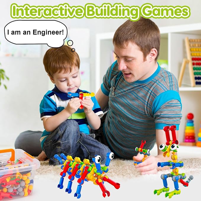 Kids STEM Building Toys for 3 4 5 6 7 8+ Year Old Boy Girl Birthday Gift, 186 Pcs Preschool Classroom Learning Activities Fine Motor Skills Building Blocks Ages 4-8 6-8 8-12 Engineering Creative Game