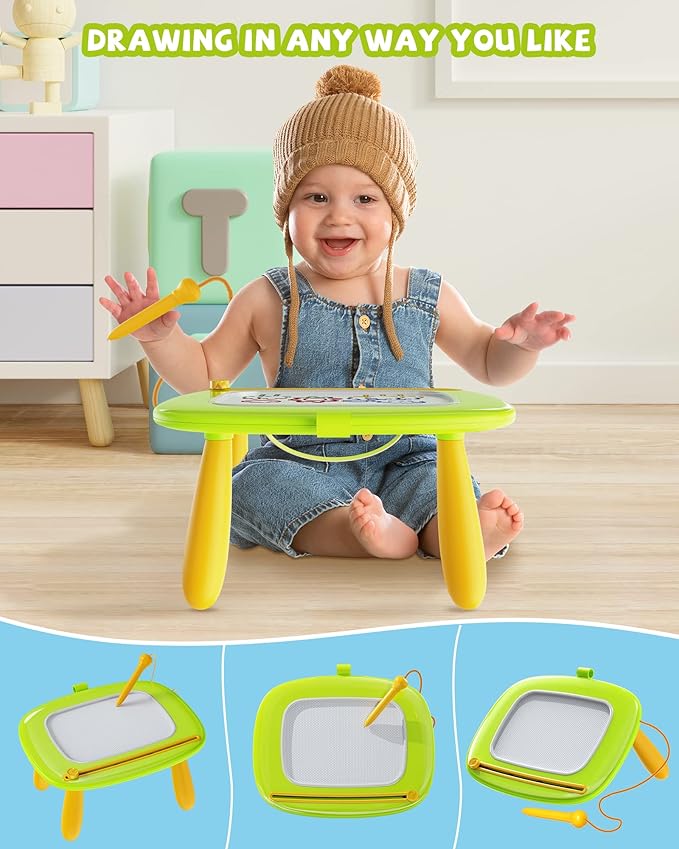 Magnetic Drawing Board, Doodle Board for Toddler Toys Age 1-2, Magnetic Writing Board, Preschool Learning and Educational Sensory Toys for 1 2 3 Years Old Girl Boy Gift for Birthday, Christmas(Green)