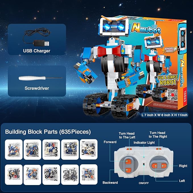 STEM Building Robot Toys for Kids 8-12, Educational Science Build Block Kits, Educational Remote Control Toy with App Control, Birthday Gift Ideas for Boys and Girls