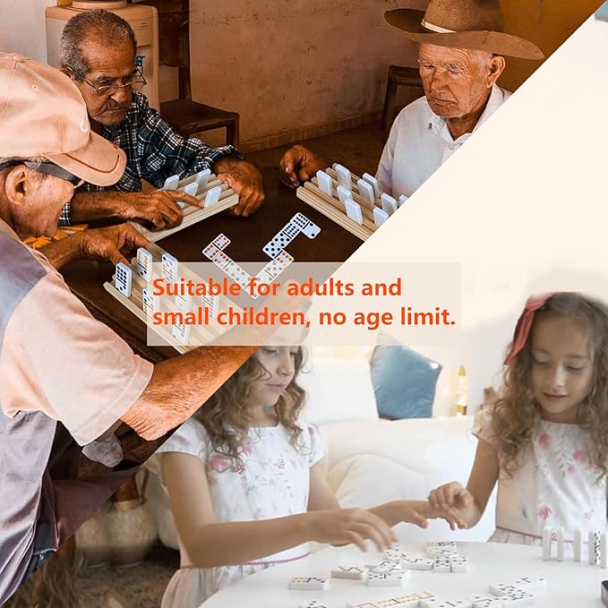 Smilejoy Dominoes Set for Adults, Double Nine Domino Set for Classic Board Games, Dominoes Double 9 for Family Games with Natural Wooden case with Spinner 55pcs