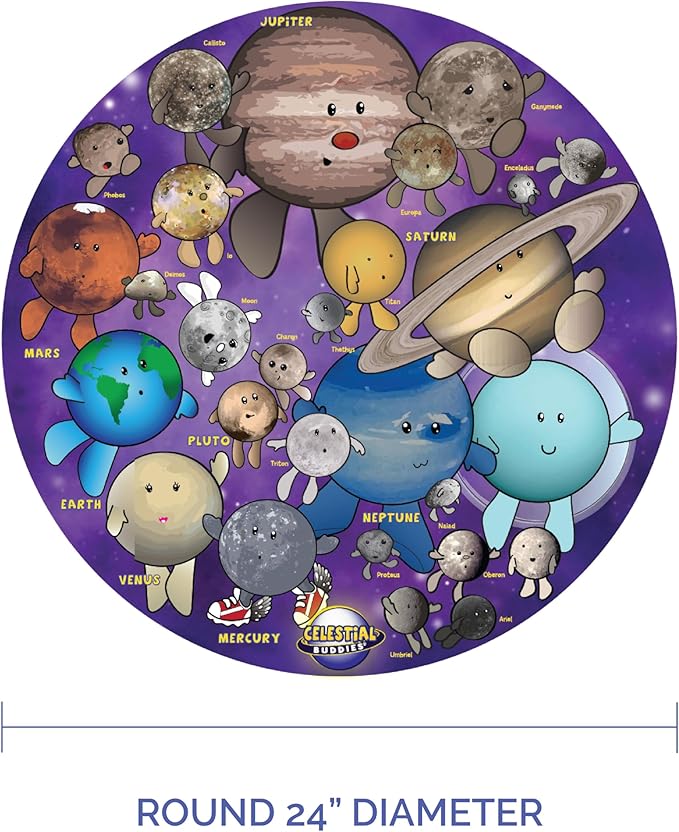 Celestial Buddies So Many Moons! 500 Piece Jigsaw Astronomy Space Puzzle and Poster for Ages 8+ | Educational 23 Moon Poster for Science STEM Learing