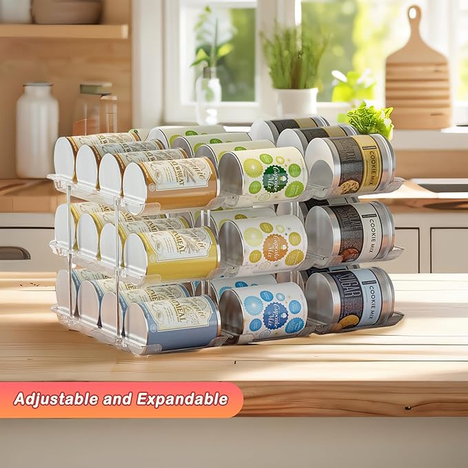 Can Storage Organizer Pantry and Canned Food Holders for Soup Can Goods Dispenser with Rack Clear 9-Pack