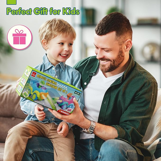 Lehoo Castle Girl Dinosaur Toy, 2 Pack Dinosaur Toys for Kids 3-5, Remote Control Car for Toddlers 1-3, Kids Toys Girls 3-5, 2 Year Old Girl Birthday Gift