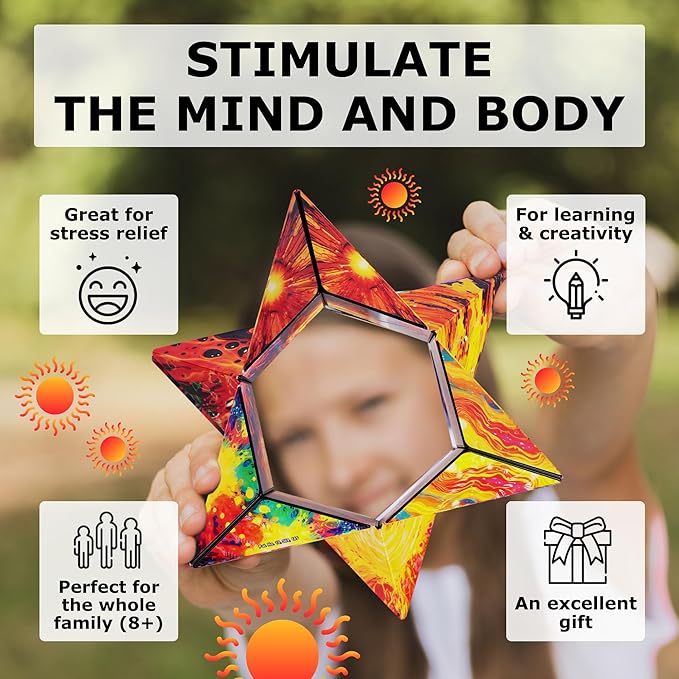 SHASHIBO Holographic Shape Shifting Box - STEM Magnetic Fidget Cube That Transforms Into Over 70 Shapes, Download Fun in Motion Toys Mobile App (Solar)