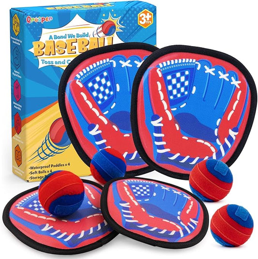 Toss and Catch Game Ball Set Beach Pool Outdoor Toys for Kids Ages 3-4 5-7 8-12, Toddler Baseball Training Glove Yard Games Backyard Outside Toys for 3 4 5 6 7 8 Year Old Boys Girls Gift