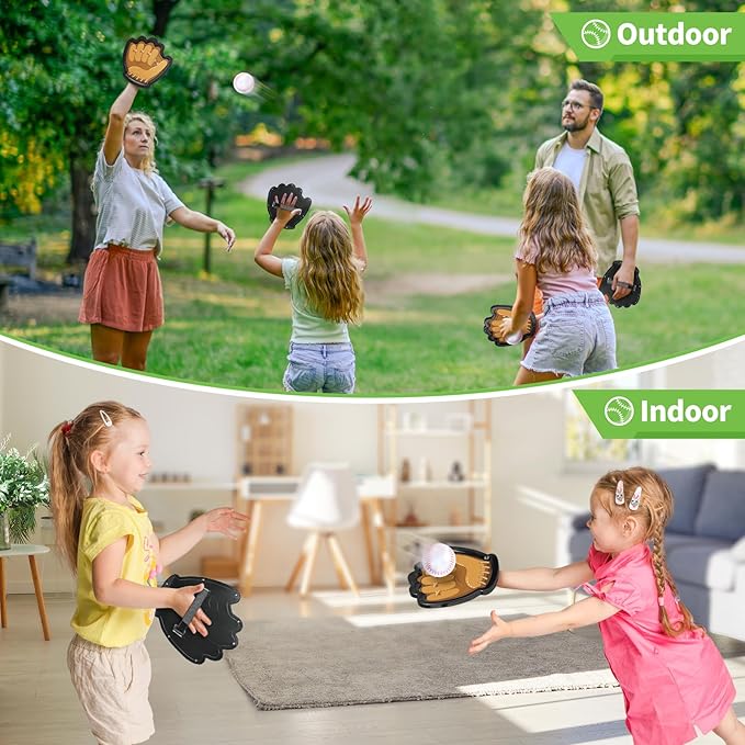 SpringFlower 4 Pack Catch and Toss Ball Game,Toddler Baseball Catch and Toss Ball Set,Outdoor Sport Yard Beach Pool Game Toy,Boys & Girls Toy for Kids Toddlers, Fun Idea Gift for Kids