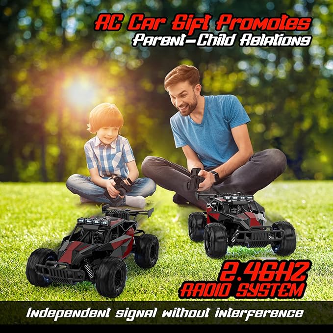 BLUEJAY Remote Control Car, 2.4GHz High Speed 33KM/H RC Cars Toys, 1:12 Monster RC Truck Off Road with LED Headlight and Rechargeable Battery Gifts for Adults Boys 8-12