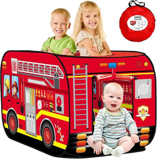 Pop Up Tent for Kids.Fire Truck Play Tent Role Play Firefighter Tent.Large, Easy to Organize.Birthday Gift for Girls & Boys.Can Be Played with by 2-3 Kids.for Toddler - Indoor & Outdoor, Red