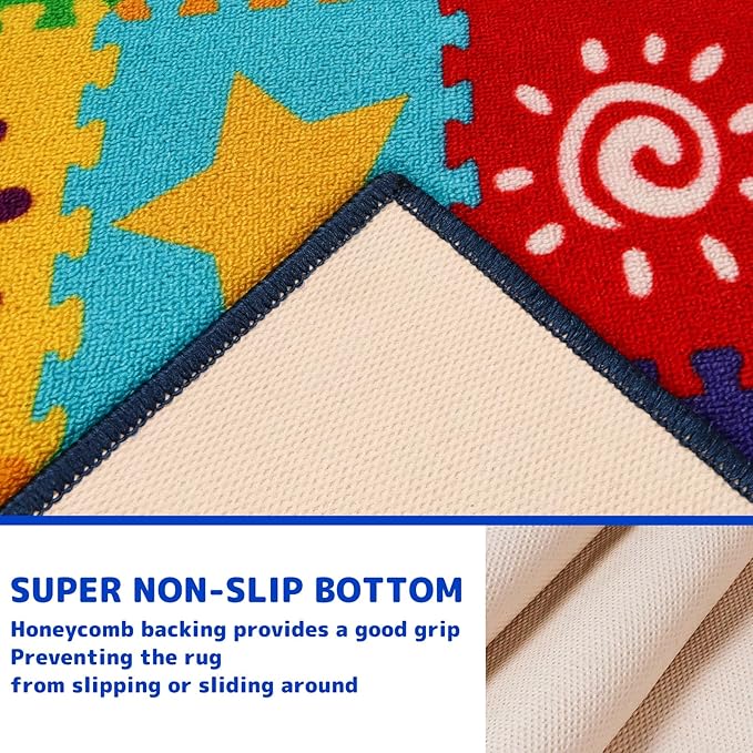 Classroom Rugs, Preschool Rugs for Classroom Elementary, School Learning Seat Area Rug, Non-Slip Educational Classroom Carpet, Washable Kids Rugs for Playroom Nursery (Style 1, 13'x 7'5")