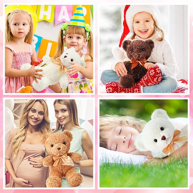 HyDren 8 Packs Cute Bear Stuffed Animals 12 Inch Soft Plush Stuffed Bears Plush Dolls with Bow Ties for Kids Boys Girls Baby Shower Birthday Party Gift Favors(Assorted Colors)