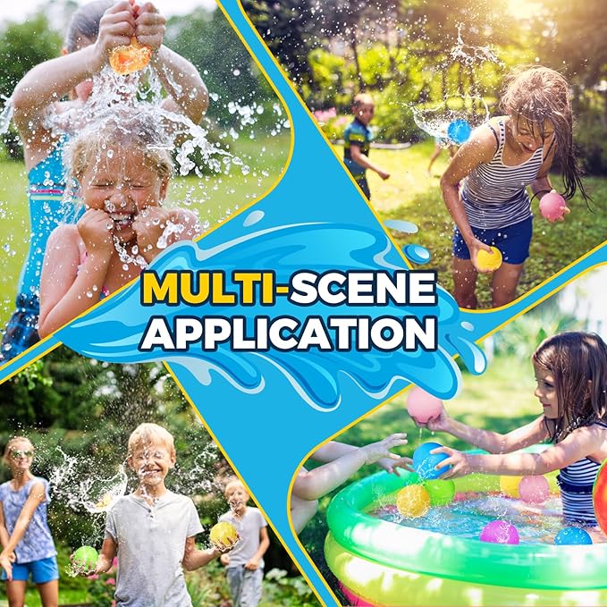SOPPYCID 6PCS Reusable Water Balloons - Quick Fill Water Balls Toys For Toddler Age 4-8 - Refillable Magnetic Self-Sealing Water Splash Bomb For Summer Party Pool Outdoor Beach Toys for kids Age 8-12