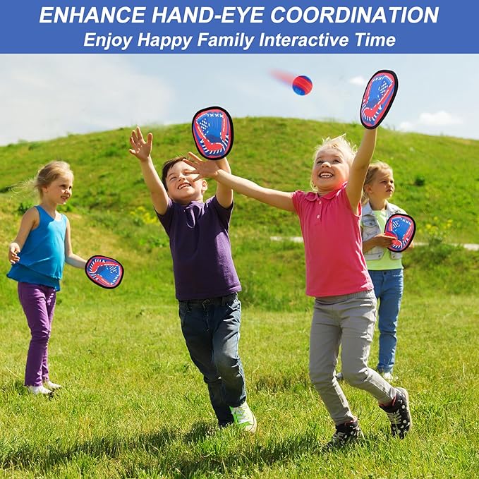 Aywewii Toss and Catch Ball Set Outdoor Beach Pool Toys for Kids Games Baseball Ball Catch Game Toddler Toys Games Gifts for 3 4 5 Year Old Boys Girls Birthday Gifts Easter Basket Stuffers