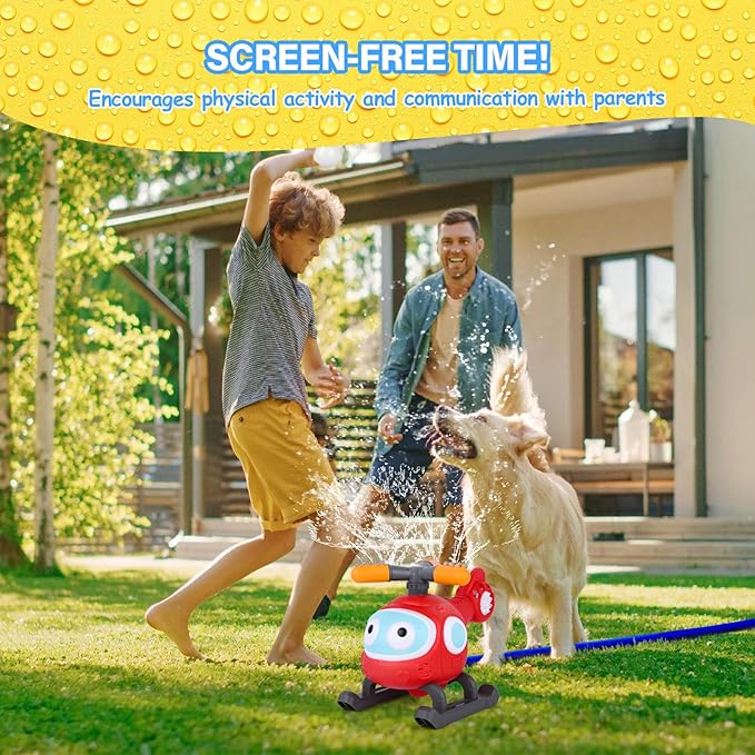 2 in 1 Outdoor Water Toys, Sprinkler for Kids Helicopter Tee Ball Set Kids Water Toys, Toddler Summer Toys Backyard Games for Kids Ages 3-12, Baseball Gifts Outside Toys for Toddlers Boys, Girls