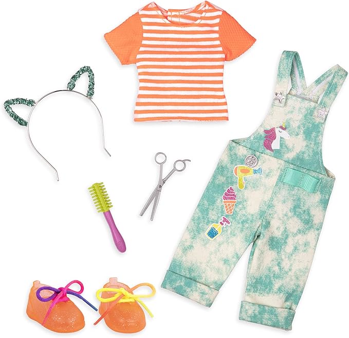 Glitter Girls – 14-inch Doll Style Bundle – 3 Fashion Outfits – Rainbow Jacket, Cat-Ears, Sweater Dress – Clothes & Accessories – GG Fashion Pack – 3 Years +