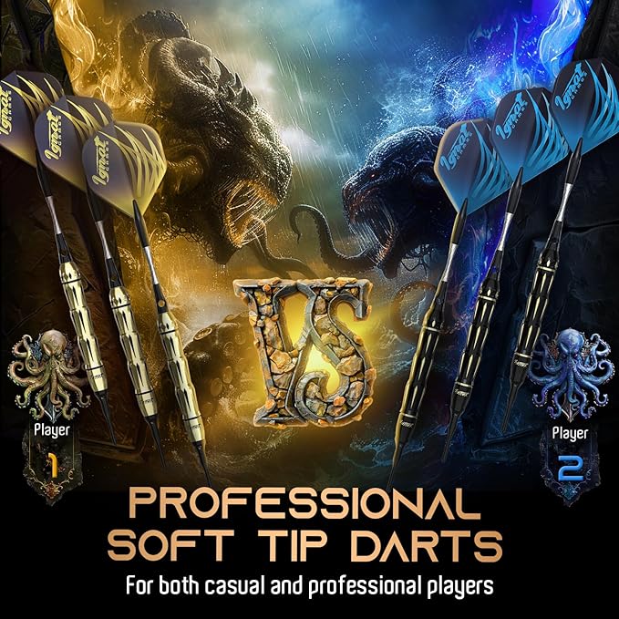 IgnatGames Darts Plastic Tip Sets - 6/12 Pack Soft Tip Darts for Electronic Dartboard with Brass Barels and Aluminum Shafts - 100 Extra Tips and 16 Flights, Wrench & Innovative Case