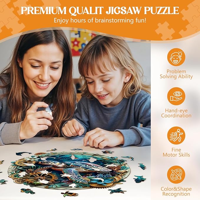 Wooden Puzzles for Adults, Wooden Jigsaw Puzzles for Adults Kids, Turtle Puzzle-Embossed Turtle Unique Shaped Wood Puzzles Adult, Creative Birthday Gifts for Friends Family Game (8.5 * 8.4in 100pcs)