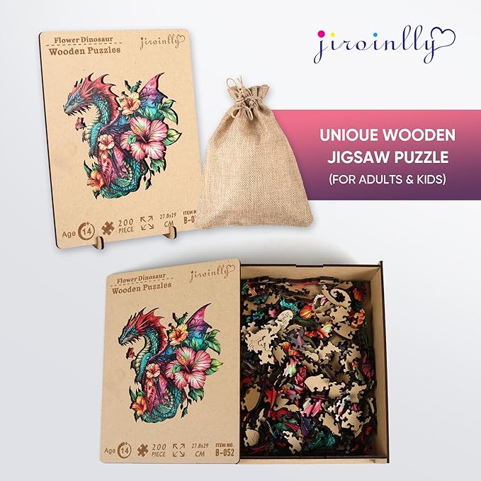 Wooden Puzzles for Adults, Dragon Puzzle Challenge Jigsaw Puzzles 300 Piece (Royal,12.62 in) Thickened Unique Shapes Family Reunion Puzzle, Best Gift for Adults and Kids, Family Game