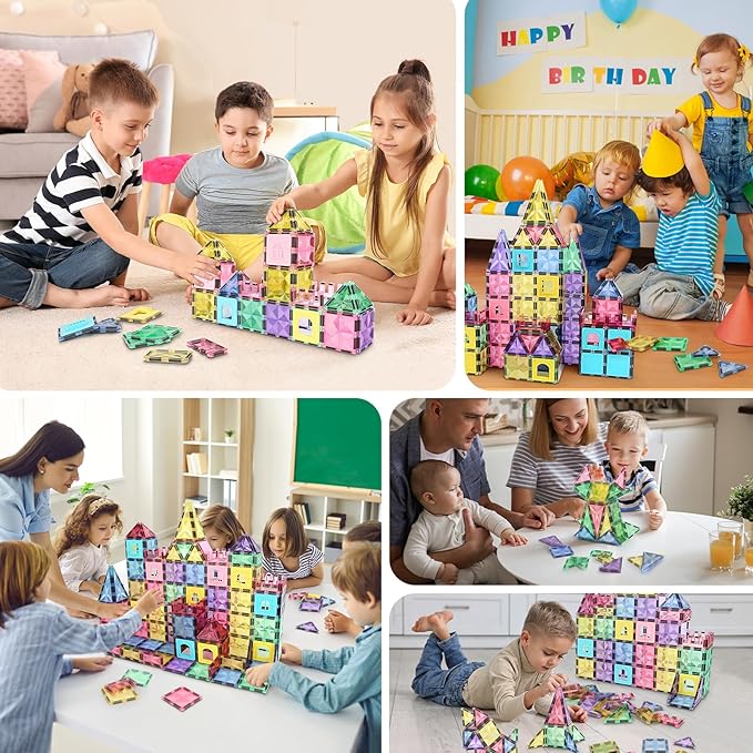 Magnetic Building Tiles 120 PCS Magnets Stacking Kids Toys STEM Sensory Games Educational Construction Toys Christmas Toy Gift for Boys and Girls 3 4 5 6 7 8 9+Year Old