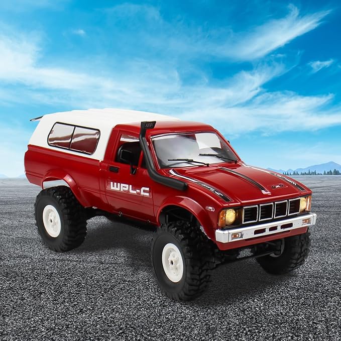 RC Crawler 1/16 Scale RC Rock Crawler, WPL C24 All Terrain RC Car RTR 4x4 Off-Road Remote Control Trucks with LED Lights and Two Batteries for Kids and Adults